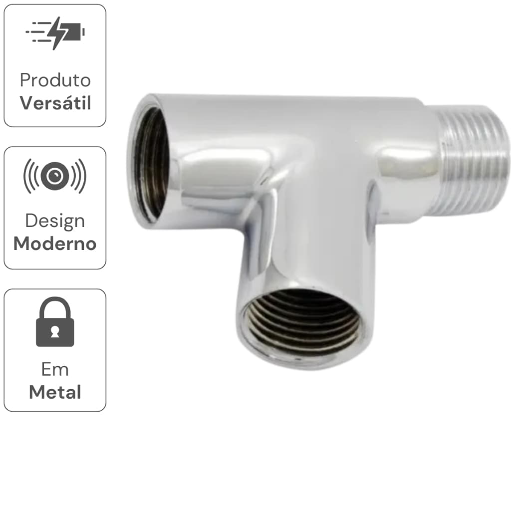 Adaptador Y 1/2" Metal Para Torneira, Filtro E Ducha Higiênica