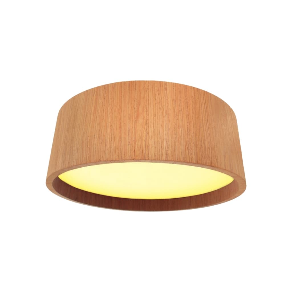 Plafon Redondo Madeira Freijó 30cm Para 2 Lâmpadas E27 Sobrepor Teto Moderno Elegante