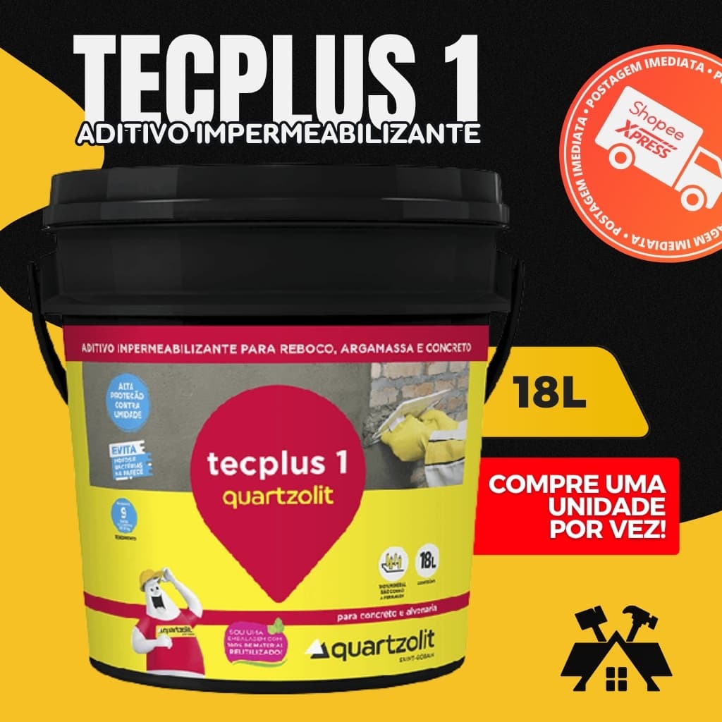 Aditivo Para Massa Argamassa Tecplus 1 - 18 Litros Quarzolit