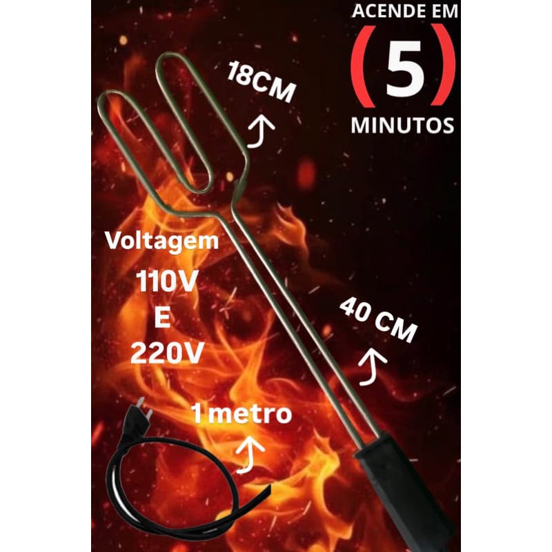 Acendedor de churrasqueira e lareira eletrico 110v e 200v