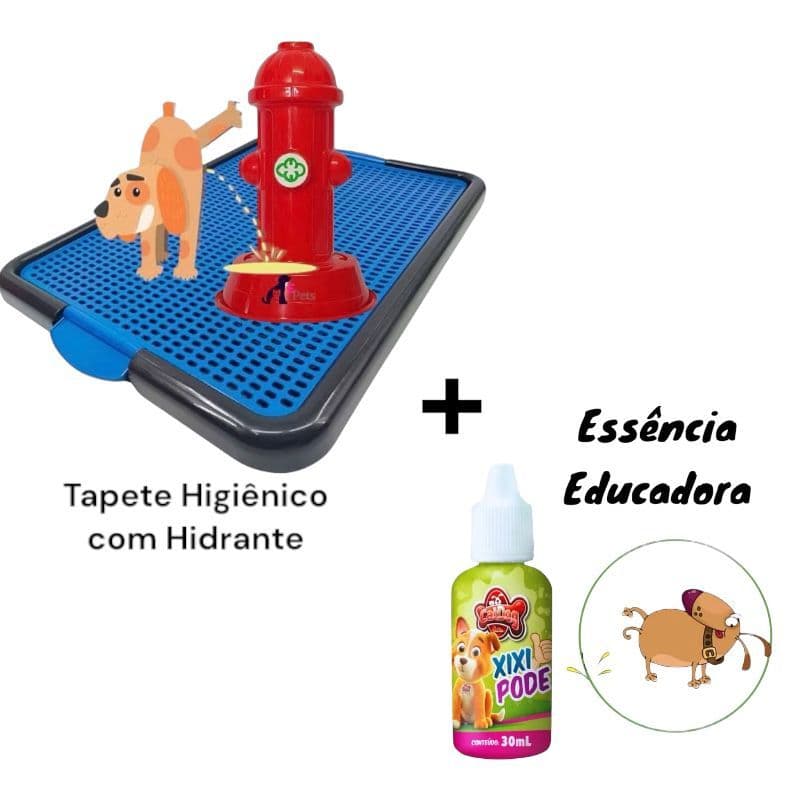 Kit Adestramento Cachorro Cão - Tapete Higiênico Azul + Hidrante + Xixi Pode 30Ml -