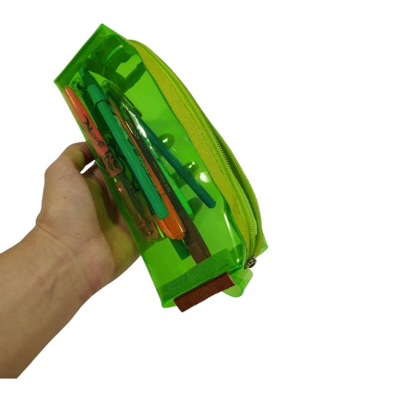 Estojo escolar box nécessaire transparente colorido
