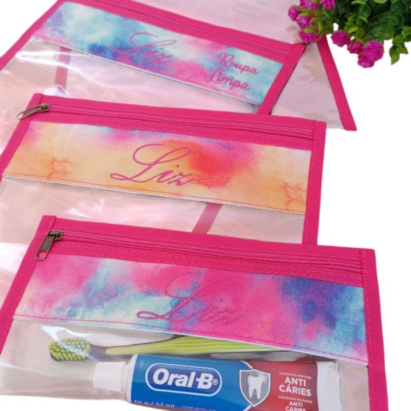 Saquinhos organizador personalizado escolar creche maternidade kit c 4  roupa sujas/roupa limpa/higiene bucal e multiuso