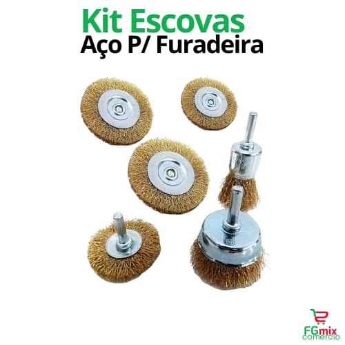 Kit Escova Rotativa de Aço para Parafusadeira Jogo Escovas Circular de Limpeza Rotativa com Haste Furadeira