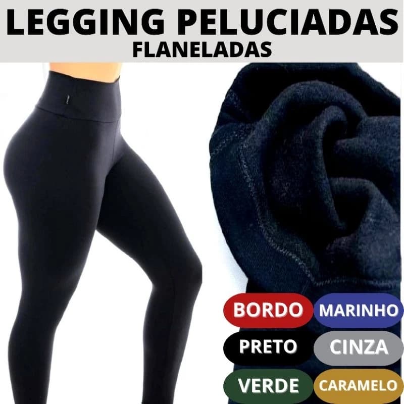 Calça Legging Flanelada Grossa Inverno Peluciada Plus P ao G3