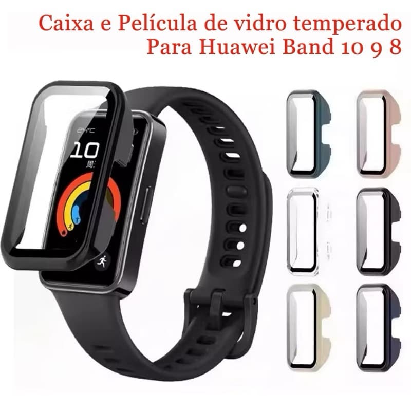 ATALHOBR Capa Case PC com Película de vidro temperado Para Smartwatch Huawei Band8/9/10