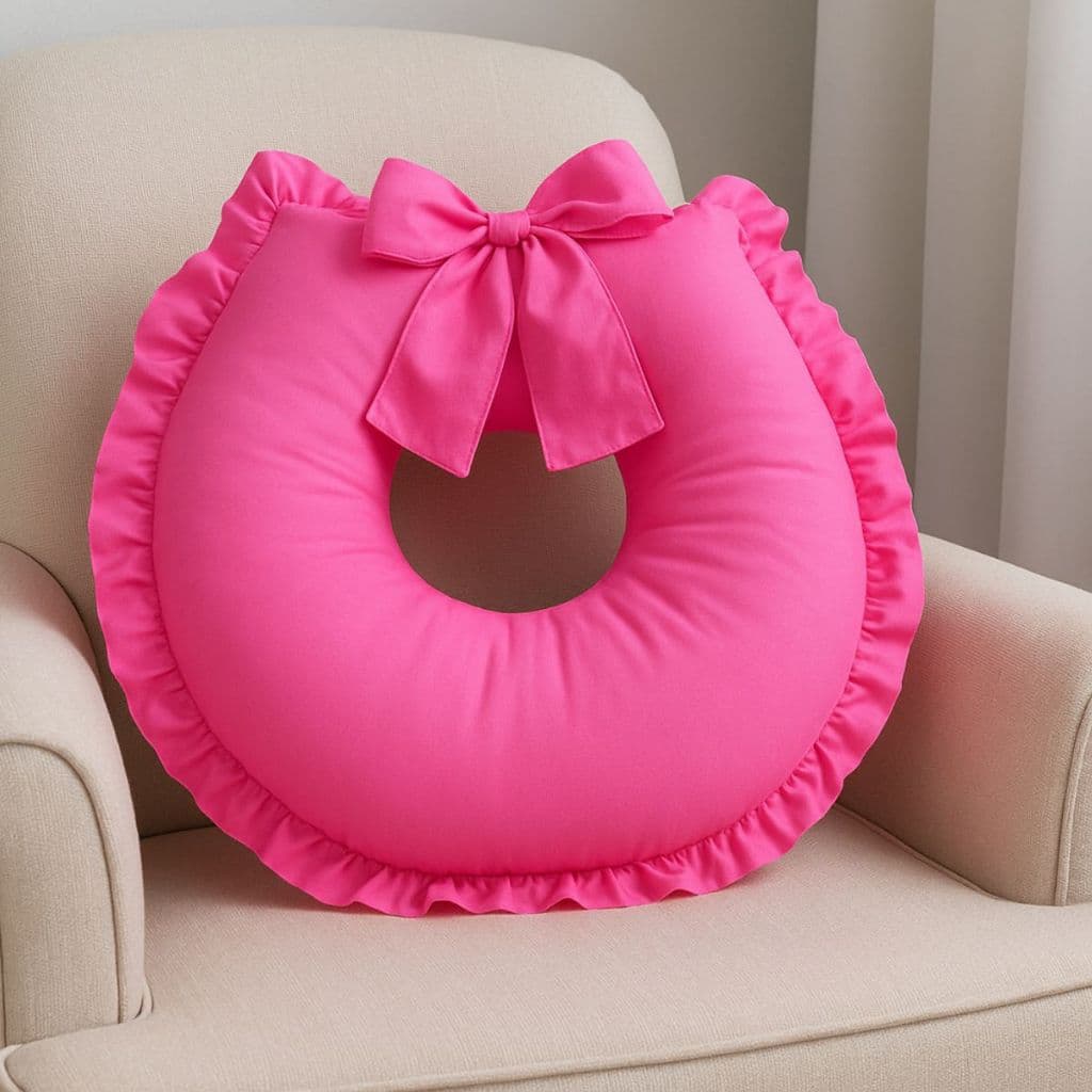 Almofada Amamentação Travesseiro Amamentar Bebê com Zíper Enxoval Menina Rosa Pink
