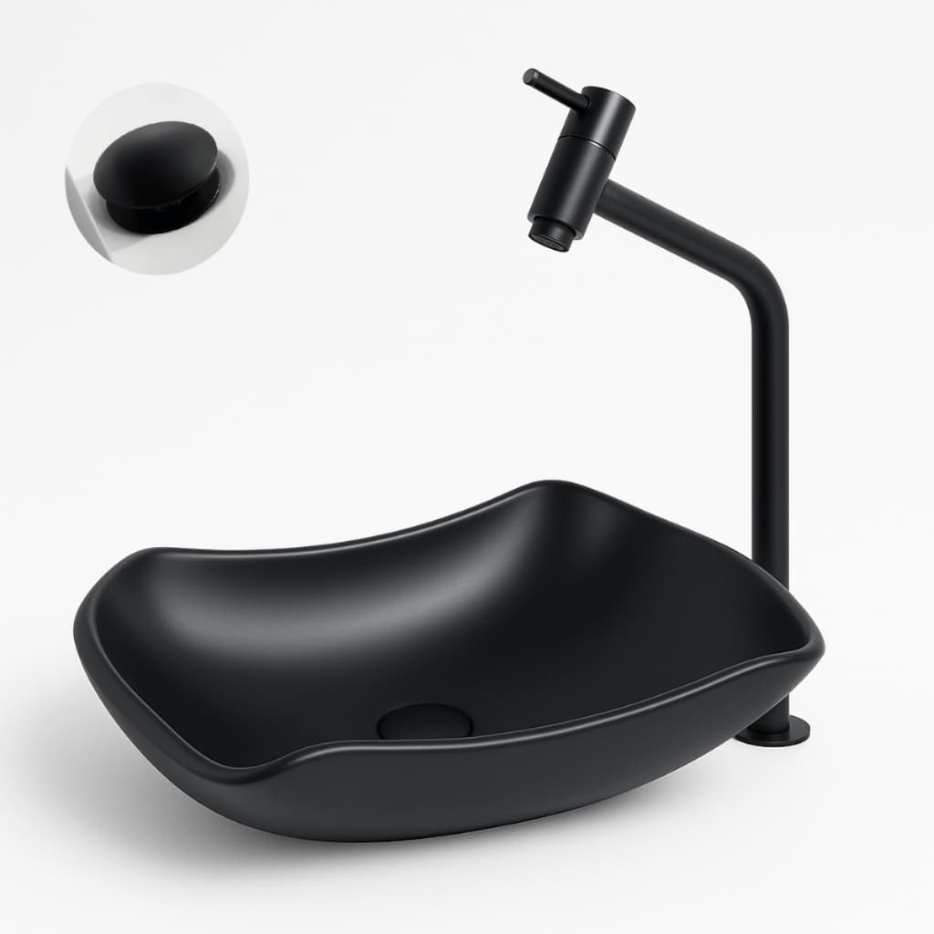 CUBA PIA DE VIDRO ABAULADA FOSCA PARA BANHEIRO E LAVABO 45X30 + VÁLVULA CLICK FOSCA MODELO DE APOIO 10MM