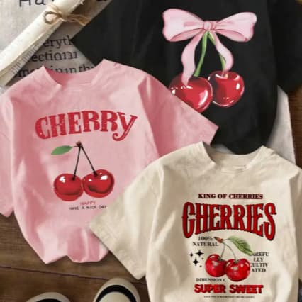 Kit 3 Camiseta Feminina Cherry Sweet T-shirt Cereja Envio Imediato