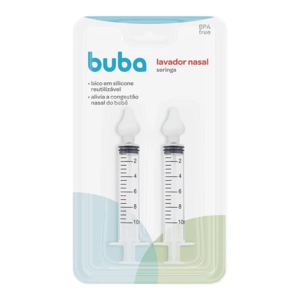 Kit 2 Seringas Lavagem Higienização Nasal Bico Silicone Transparente Buba