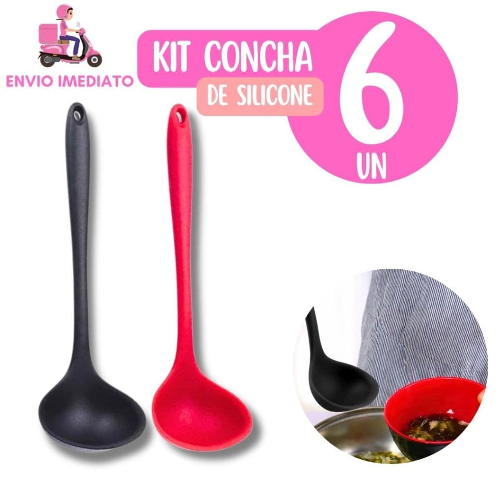 Kit 6 Concha de Silicone Premium 29Cm ate 230 graus Casa Cozinha Buffet Restaurante