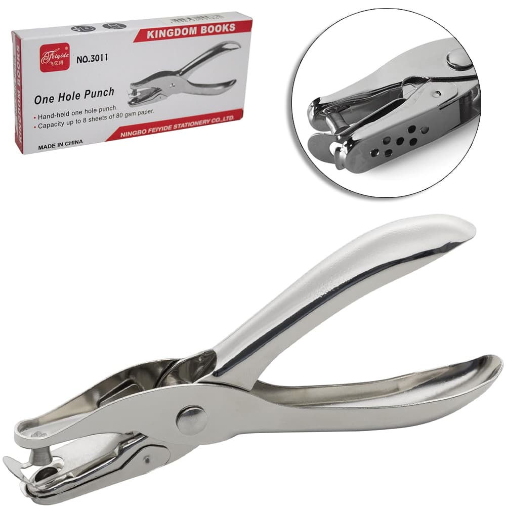 PERFURADOR DE PAPEL DE METAL COM FURO UNICO CROMADO 13X6,5CM Código 3726508