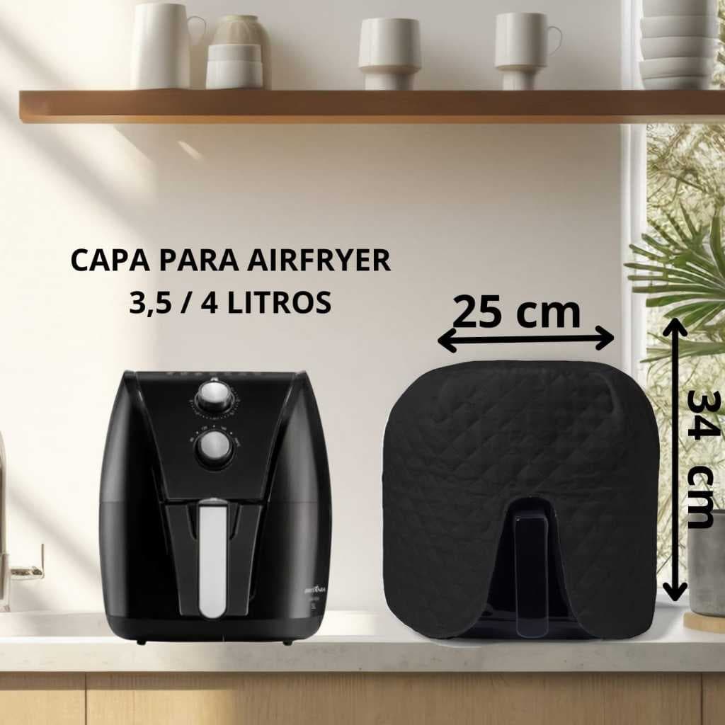 Capa Protetora para Air Fryer 3,5L ou 4L – Tecido Micromatelado 100% Poliéster