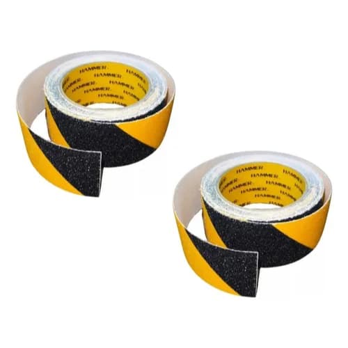 Kit 2 Fita Antiderrapante Demarcação 50mmx5m Preto Amarelo Zebrada