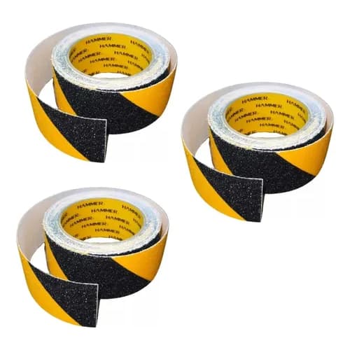 Kit 3 Fita Antiderrapante Demarcação 50mmx5m Preto Amarelo Zebrada