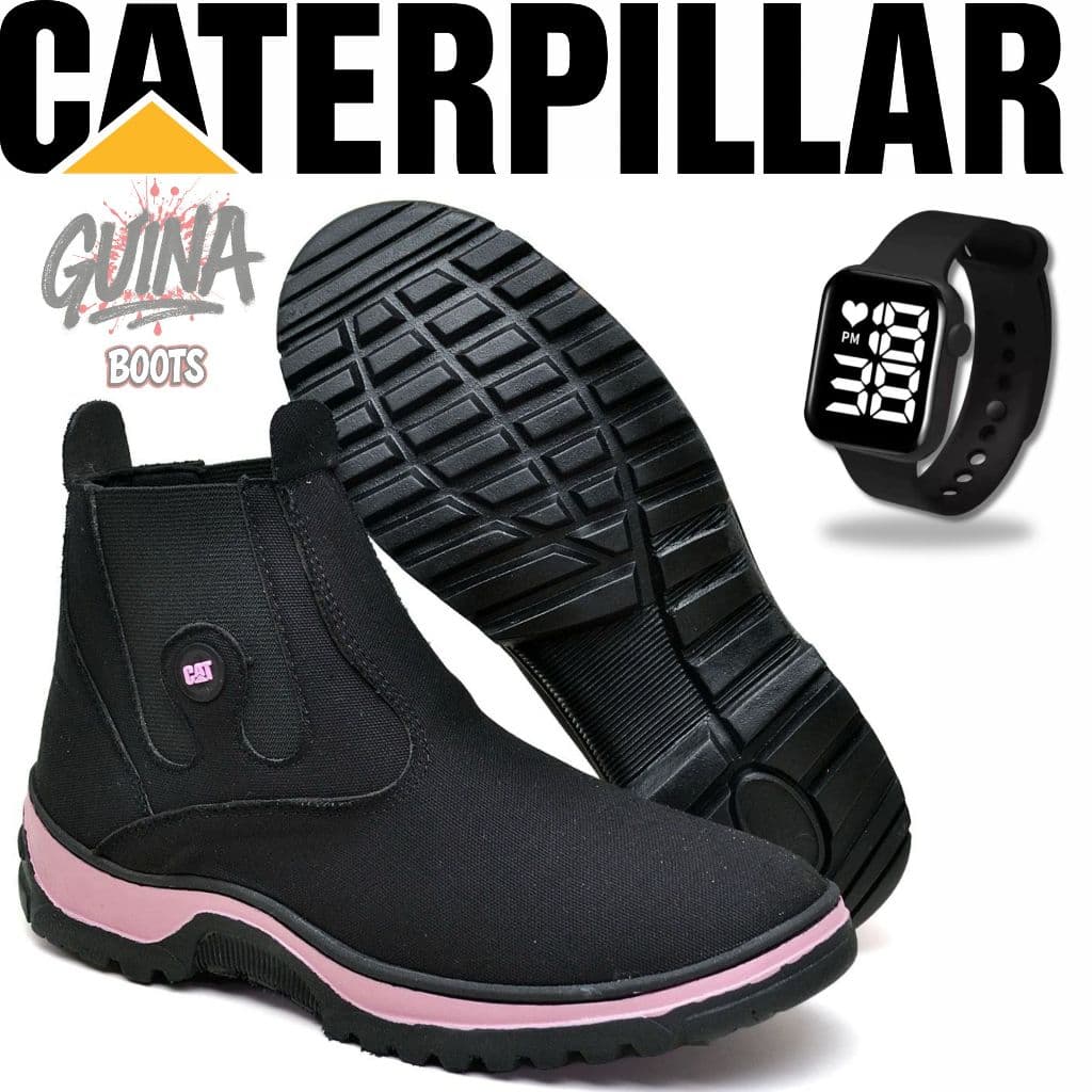 Coturno Feminino Bota Texana Feminina Botinha Calce Facil + Relogio Digital