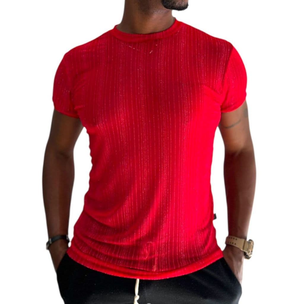 Camiseta Masculina Canelada Vermelha - Balada / Look Ousado