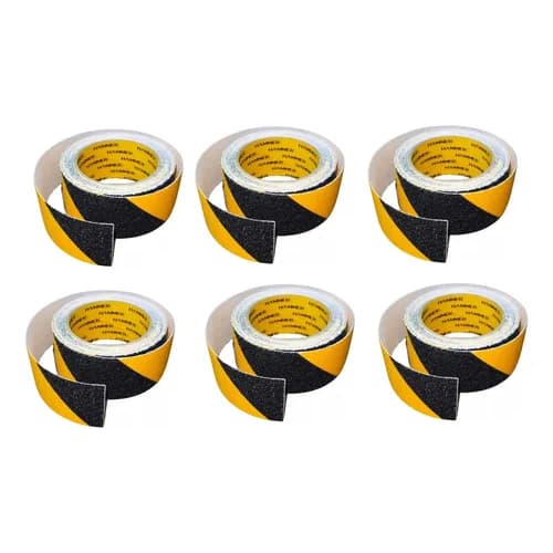 Kit 6 Fita Antiderrapante Demarcação 50mmx5m Preto Amarelo Zebrada