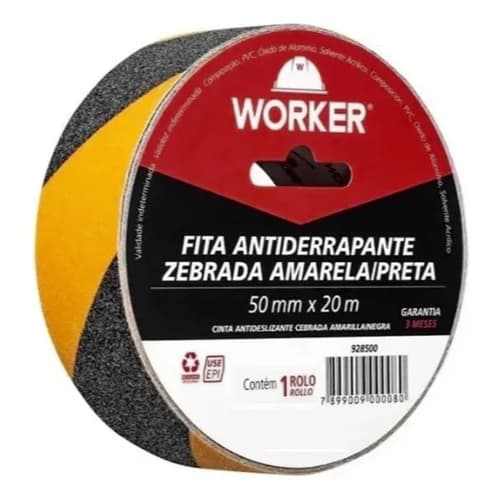Fita Antiderrapante Zebrada Demarcação 50mmx20m Preto Amarelo