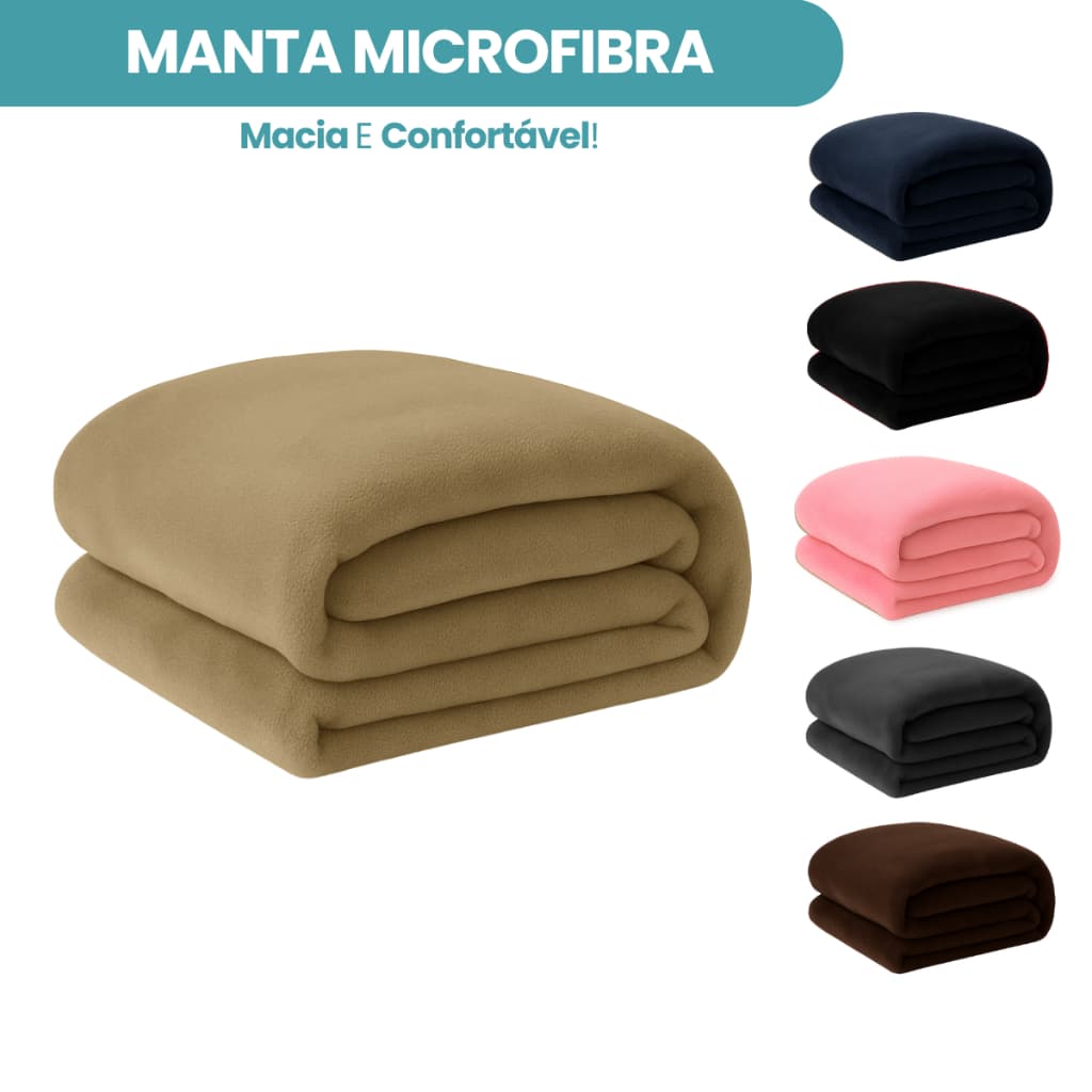 Manta Coberta Casal Microfibra Liso Mantinha Confortável 2,00x1,80 Mts