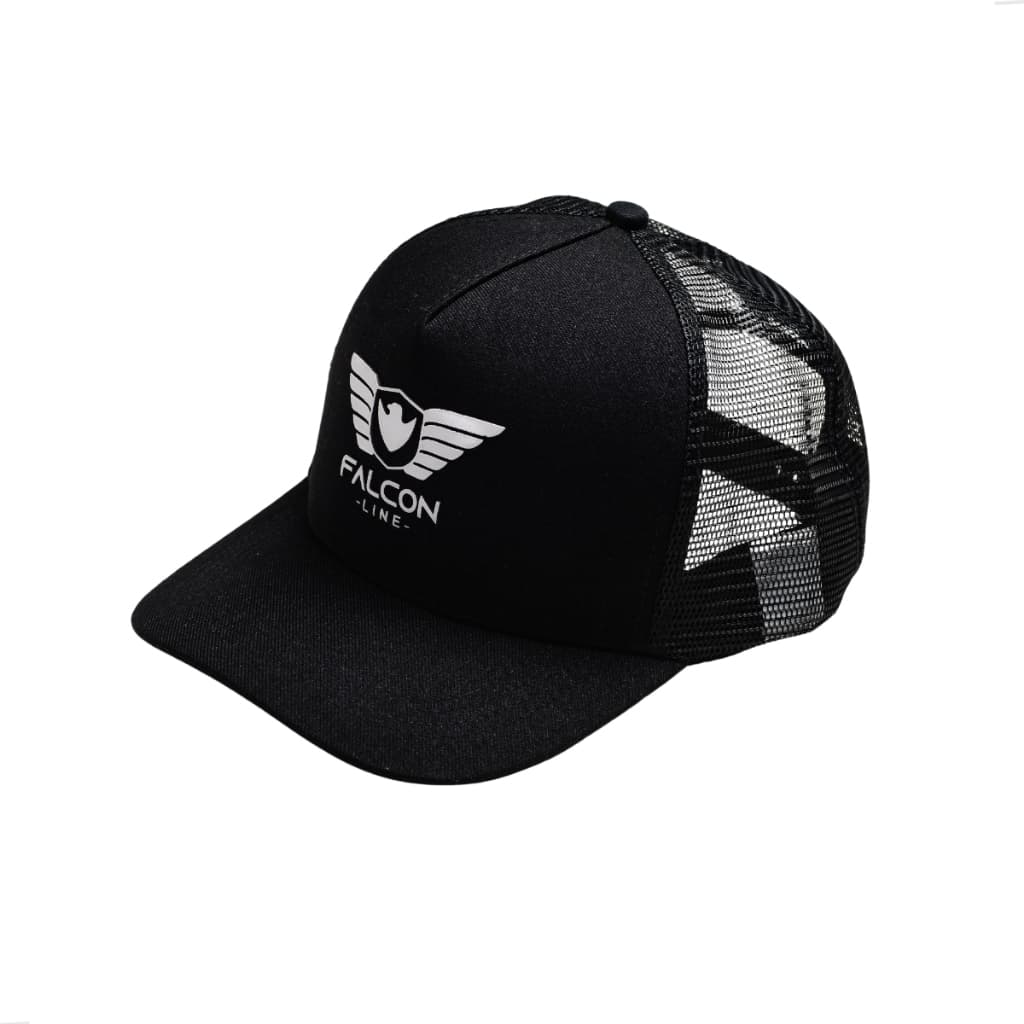 Boné Trucker Liso Tela Com Aba Curvada Unissex Preto Ajustável Original Falcon  Line Redinha Bordado