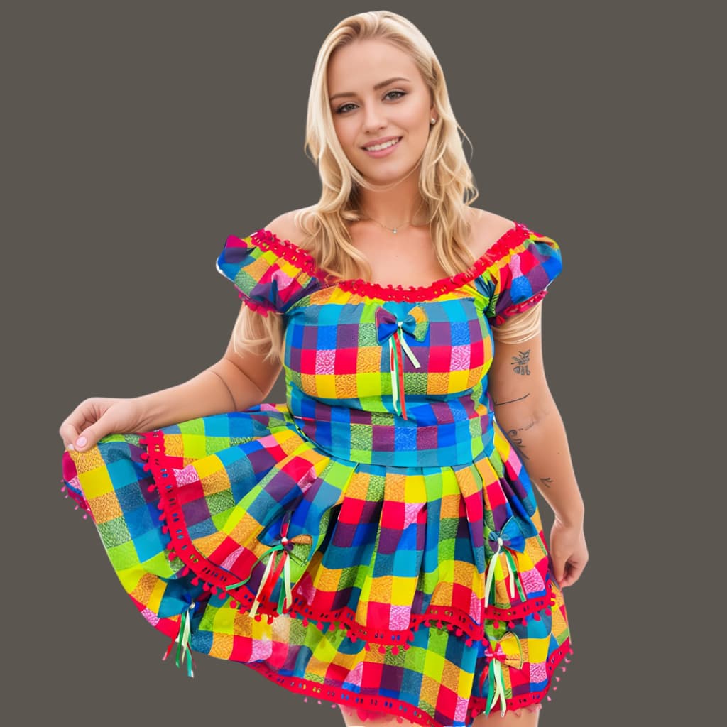 Vestido Fantasia Junina Juvenil Festa Junina Dança Quadrilha