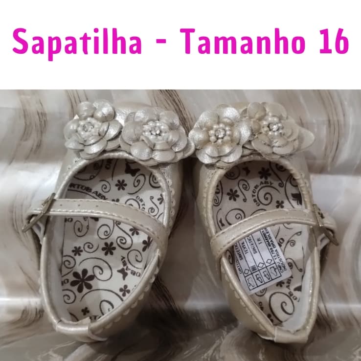 Sapatilha Dourada para Menina Tamanho 16 Bebê - Orto Baby