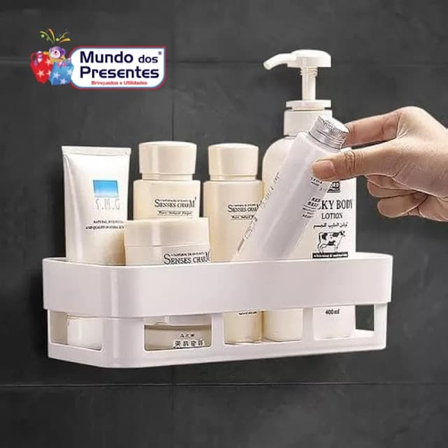 Porta shampoo retangular vazado branco ref:ct4056