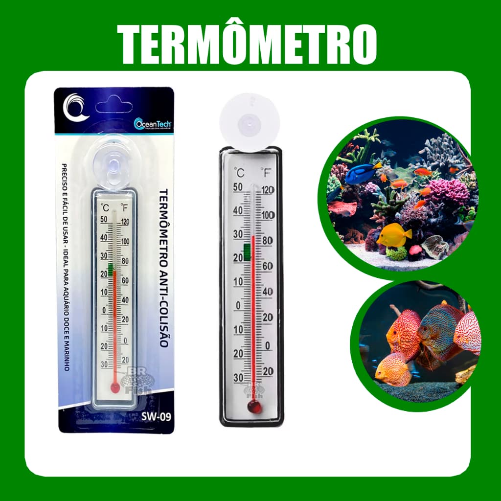 Termômetro Ocean Tech Anti Colisão Com Ventosa Para Aquários