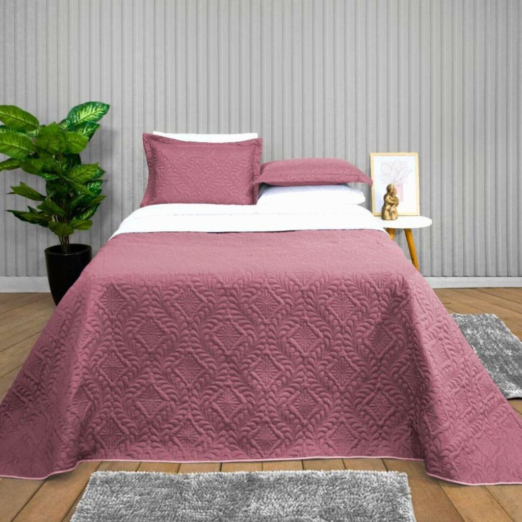 Kit Colcha Cobre Leito Casal King Dupla Face Matelado Elegance Liso Micropercal 200 Fios 03 Peças