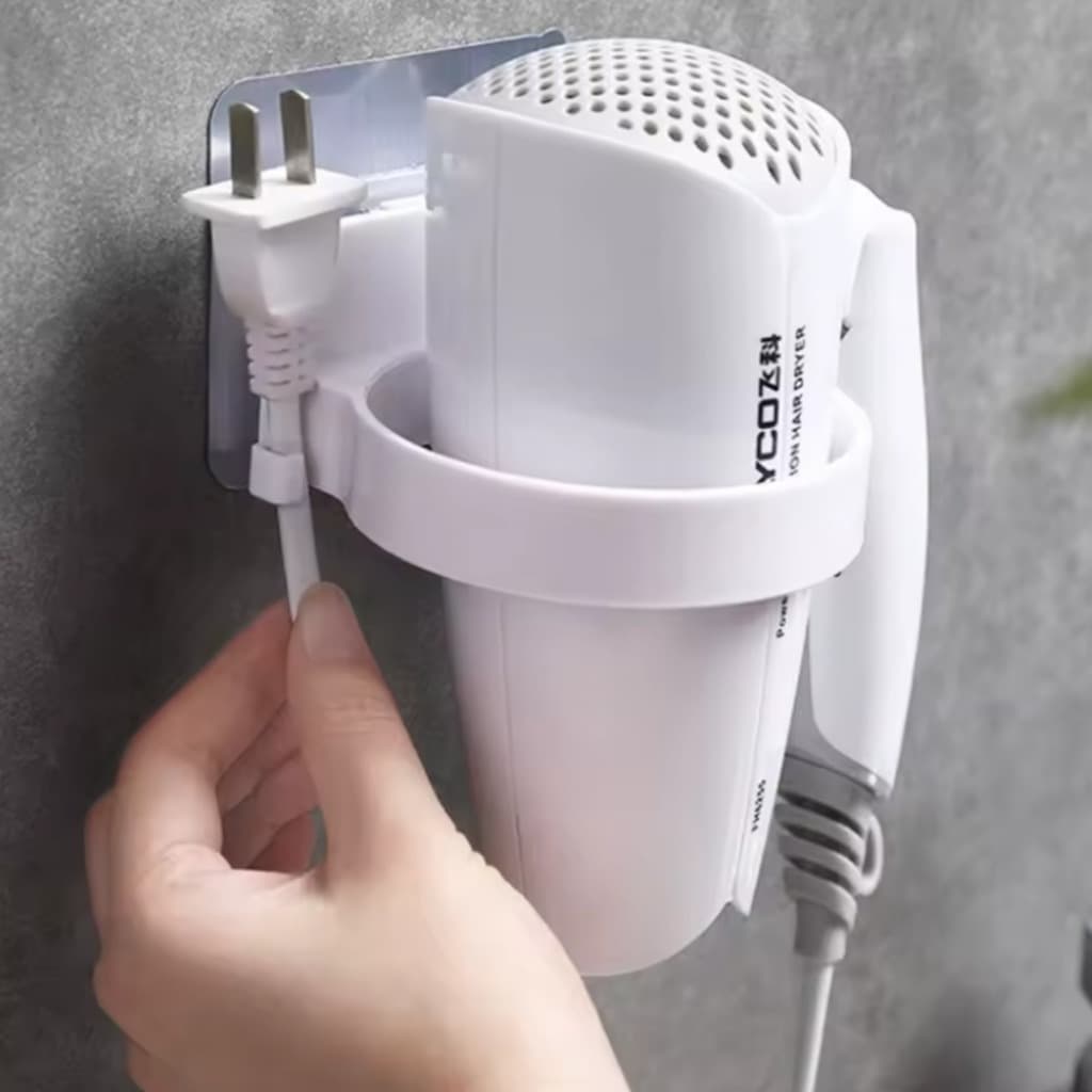 Suporte de Secador de Cabelo Adesivo de Parede - Organizador Sem Furos
