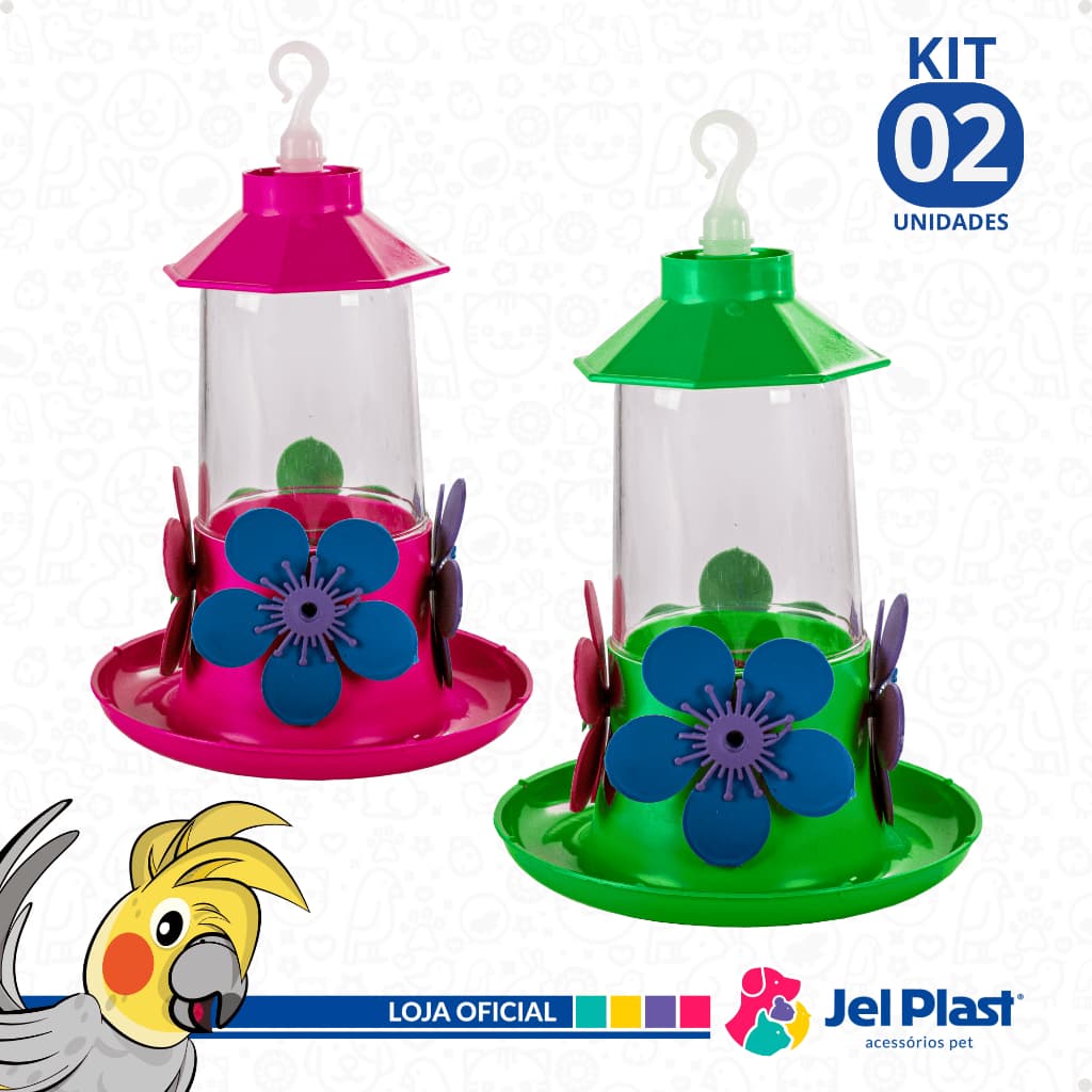Kit Bebedouro Para Beija Flor Colibri Pássaro Luxo 250ml Jel Plast
