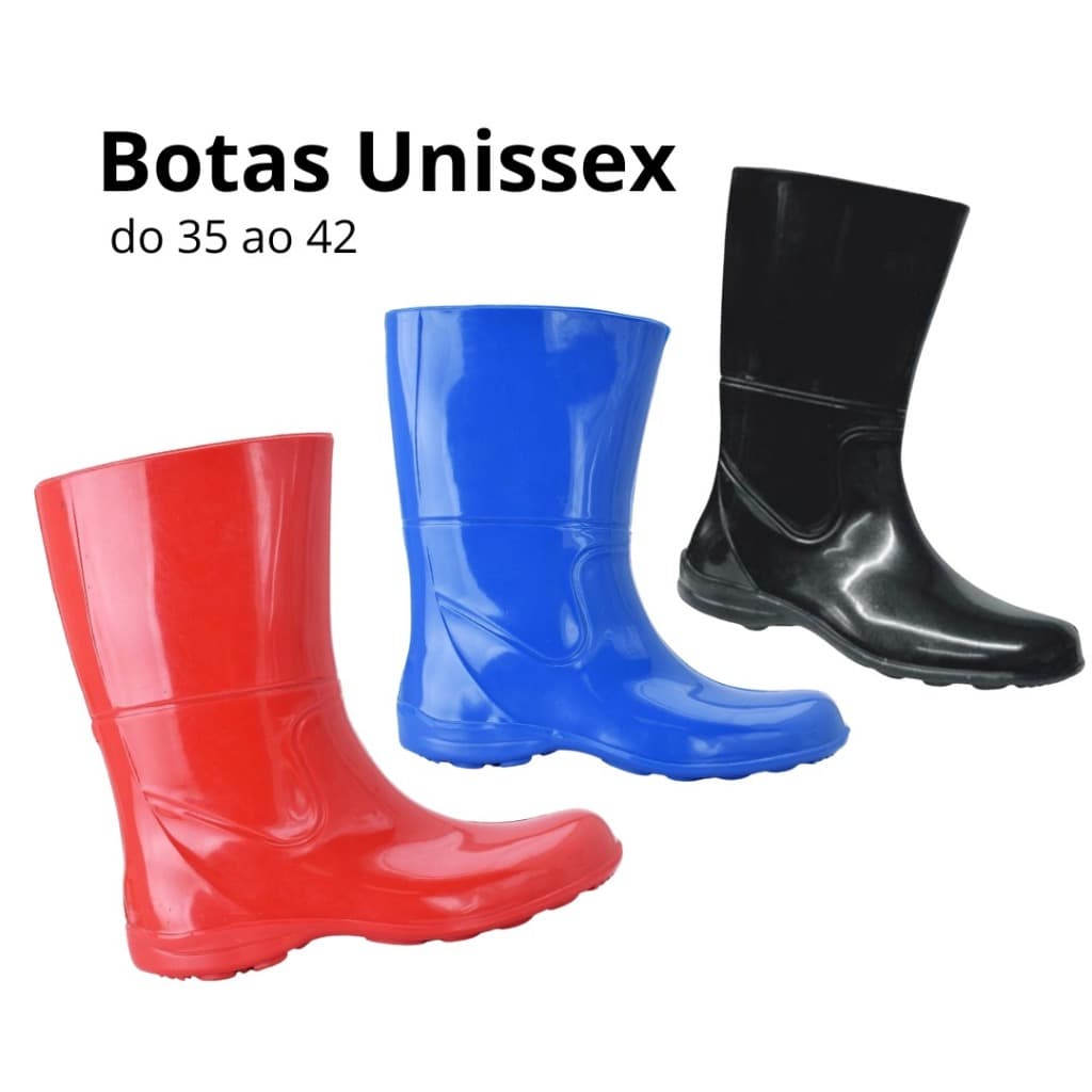 Bota Borracha Galocha Cano Médio Impermeável Com Forro Chuva Limpeza Agrícola Moto