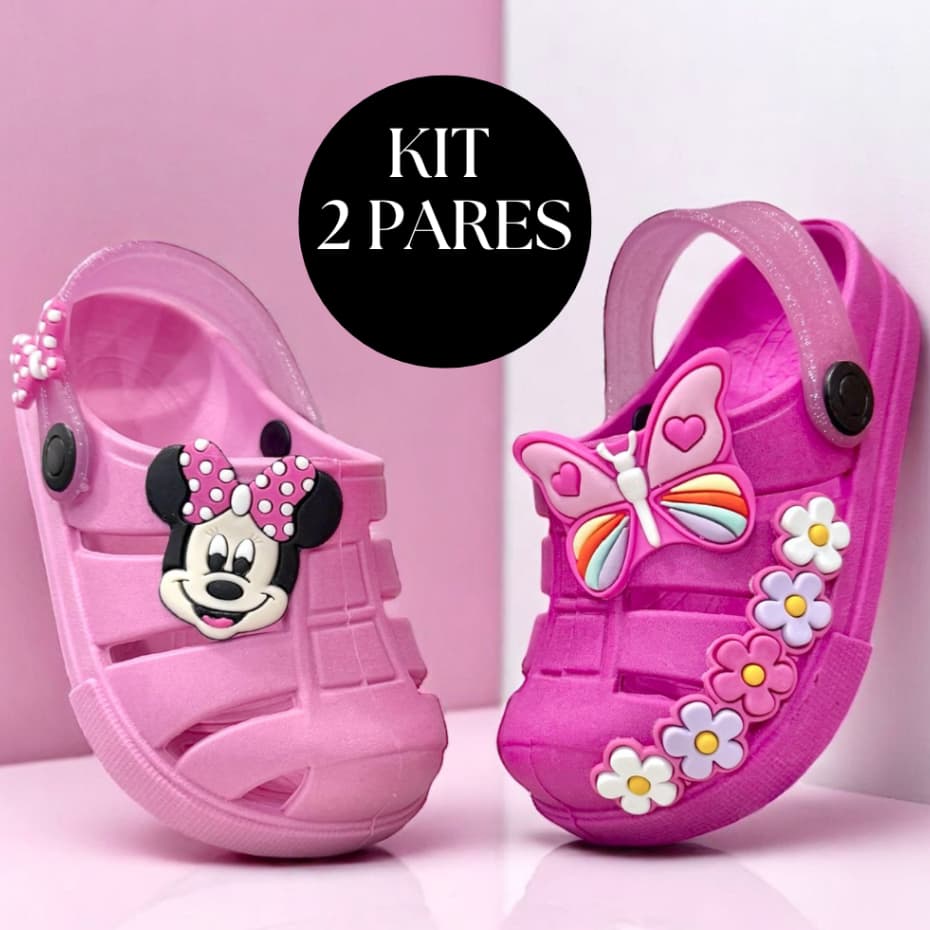 Kit 2 Pares Infantil Menina Papete Feminina Leve Confortável Promoção Maria Fiore