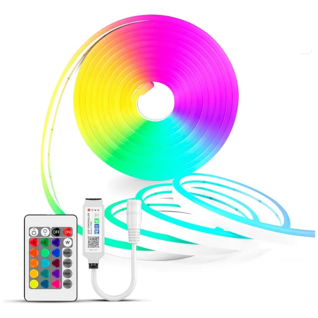 Fita De Led Neon Rgb Ip65 12v 5metros + Fonte De Alimentação