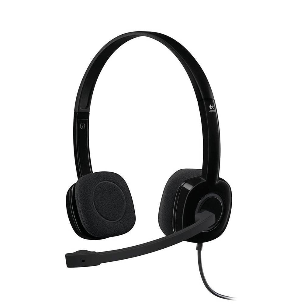 Logitech Headset Stereo H151 Preto com microfone giratório e alça ajustável