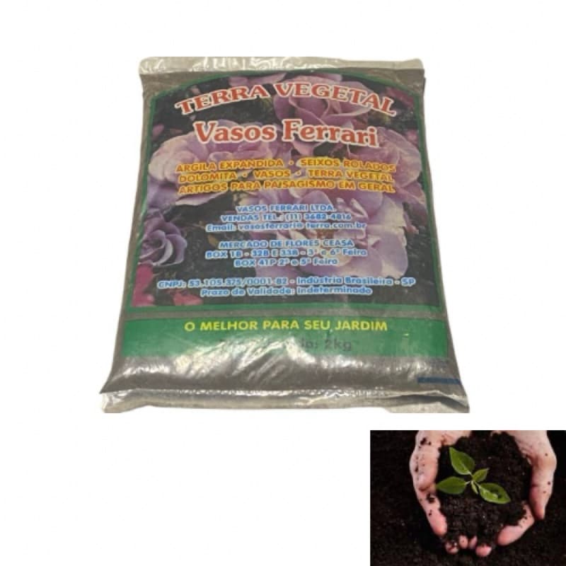 TERRA PRETA PARA PLANTAS PLANTAÇÃO VEGETAL JARDINAGEM ADUBADA JARDIM FLORES VASO PRETA 2KG