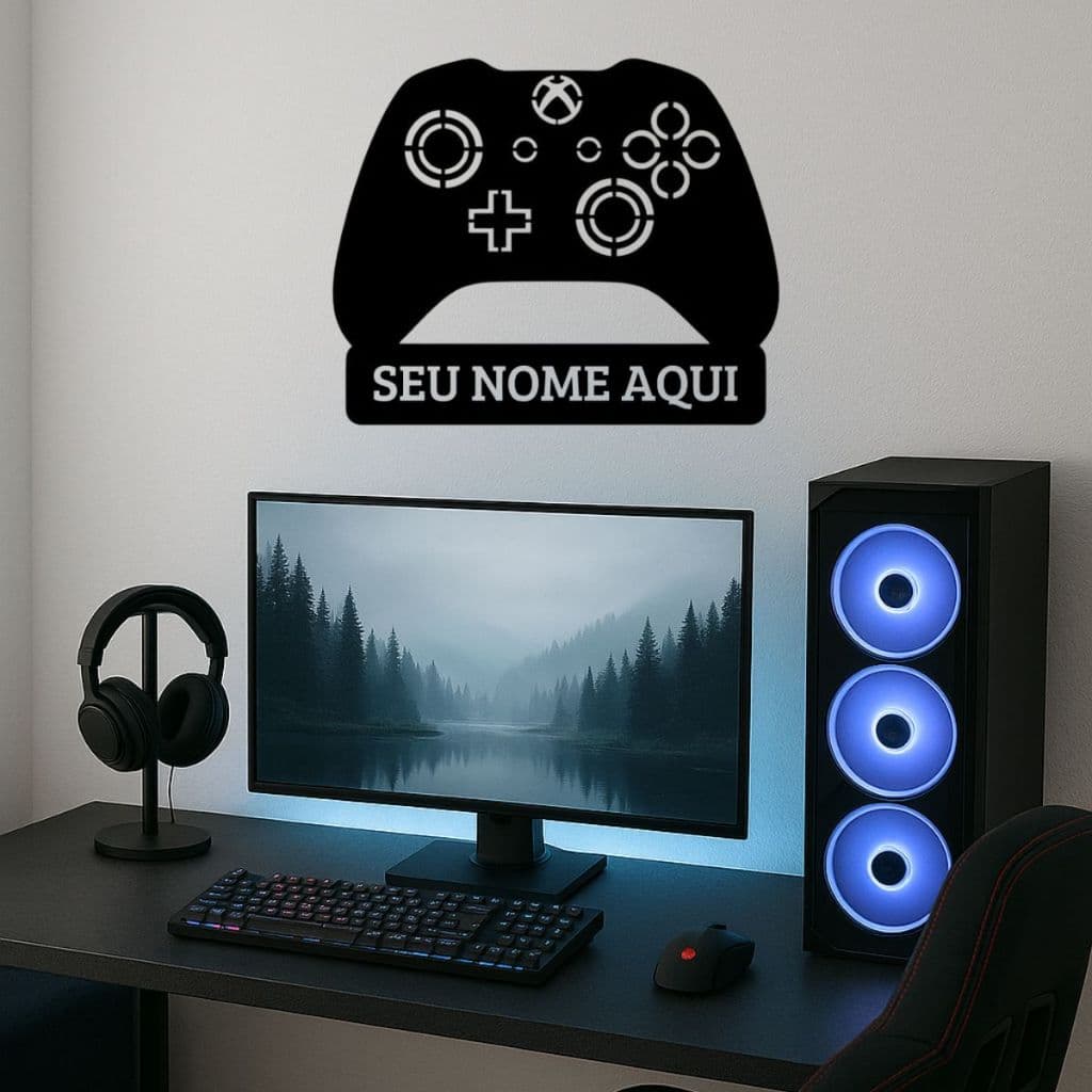 Placa Quadro Menino Gamer Personalizado Nome Decoração Placa Video Game