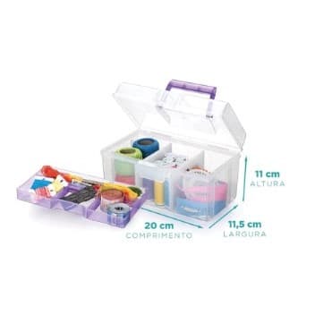 OFERTA Frasqueira cristal com 3 divisórias Porta Esmalte 11,5 cm X 20 cm X 11 cm Rosa Nitron