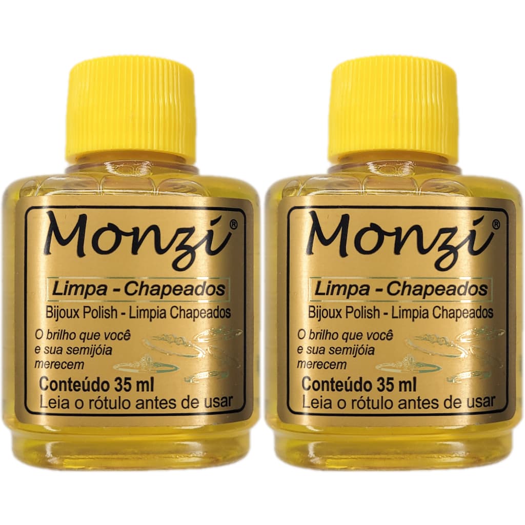 Kit 2 Monzi Limpa Folheado 35 ml Brilho Polimento Limpeza Joias Semijoias Chapeados Original