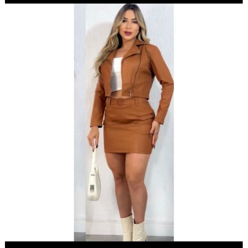 JAQUETA DE COURO  lançamento moda inverno femenino