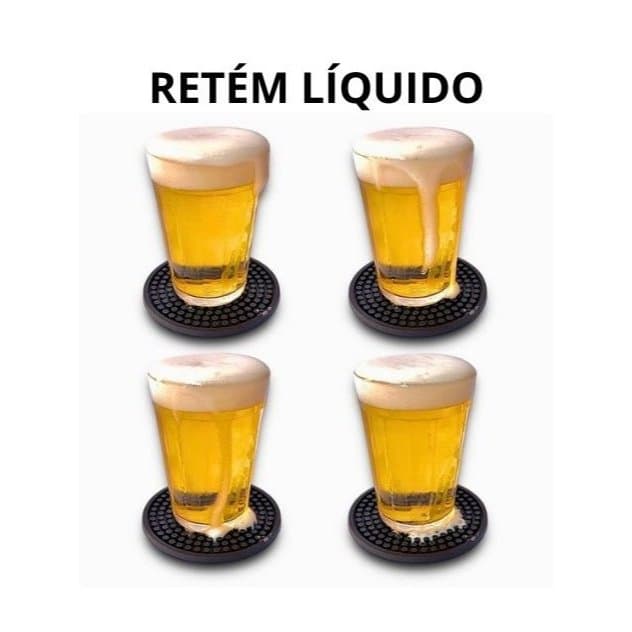 Kit C/ 30 Porta Copos Borracha Descanso Bolacha Retém Líquido Relevo Oblongos Tapete Suporte Bebidas