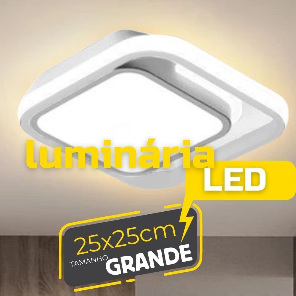 Luminária Teto LED Tricolor 24W Metal Bivolt Luz Fria Quente Neutra Defletor de Silicone Quarto Sala