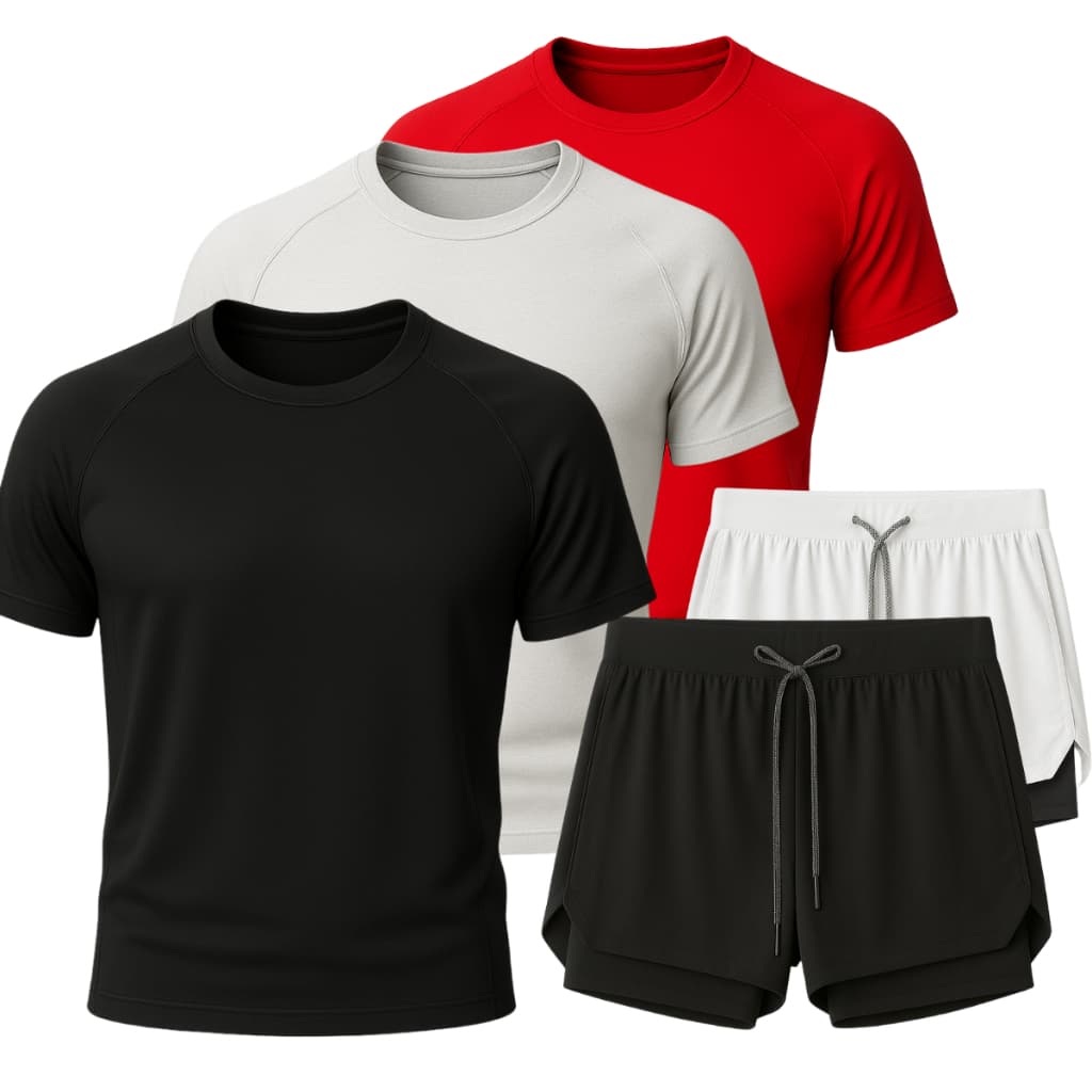 Kit 3 Camisas 2 Shorts Dry Fit Masculino Academia Fitness
