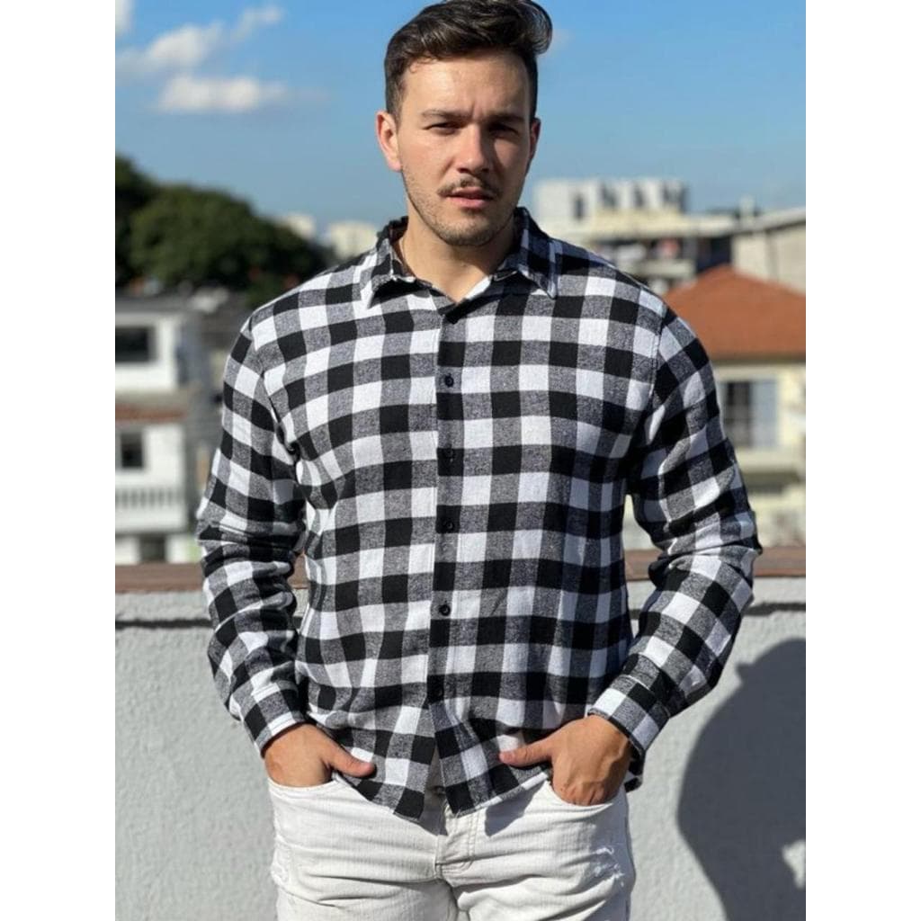 Camisa Xadrez Masculina Manga Longa Flanela Festa Junina Inverno