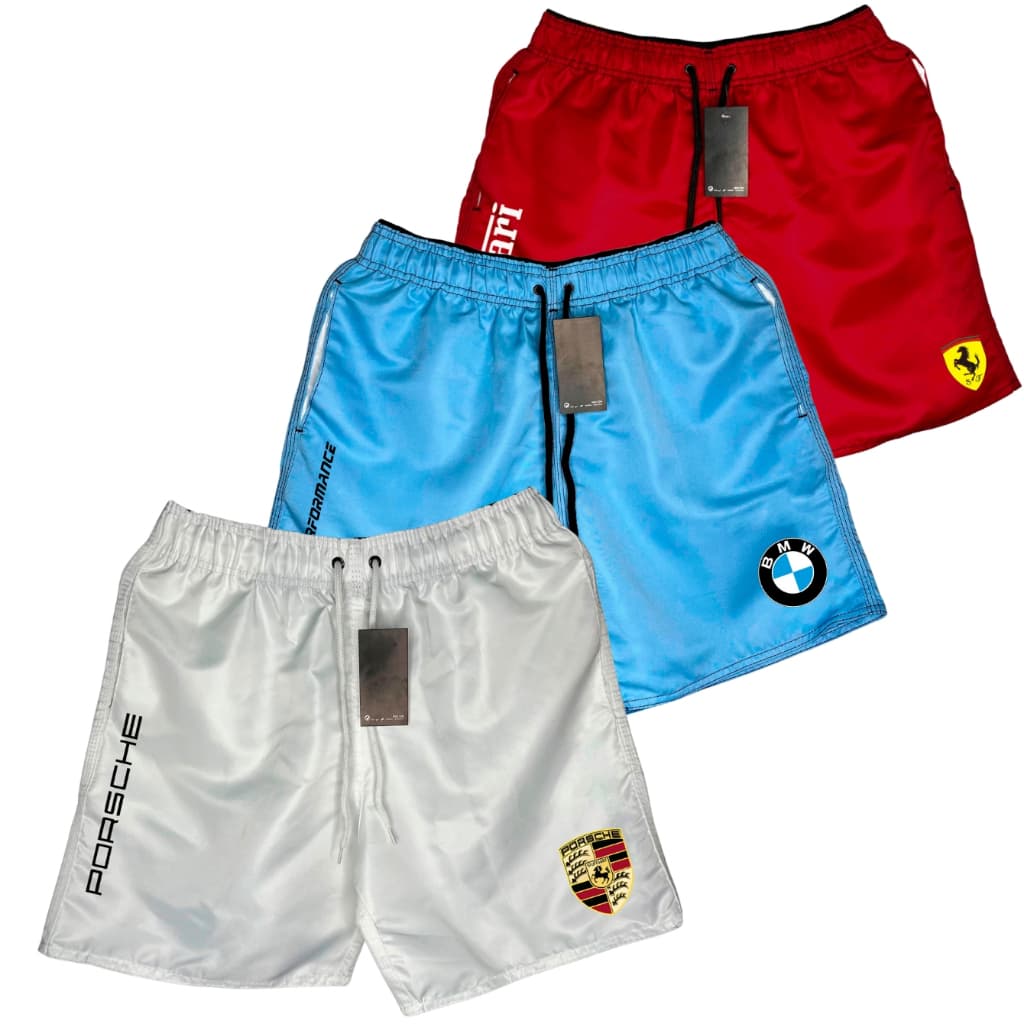 Kit 3 Bermudas Mauricinho Tactel Basquete Skate Corrida - 3 carros- EcommerceLola2