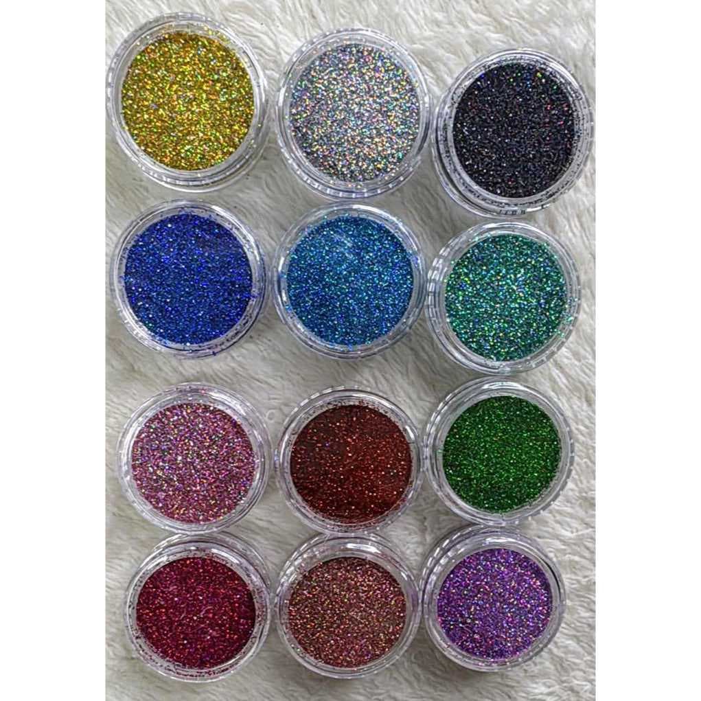 Kit Glitter Holográfico Fino para Unhas Maquiagens e Trabalhos com Arte