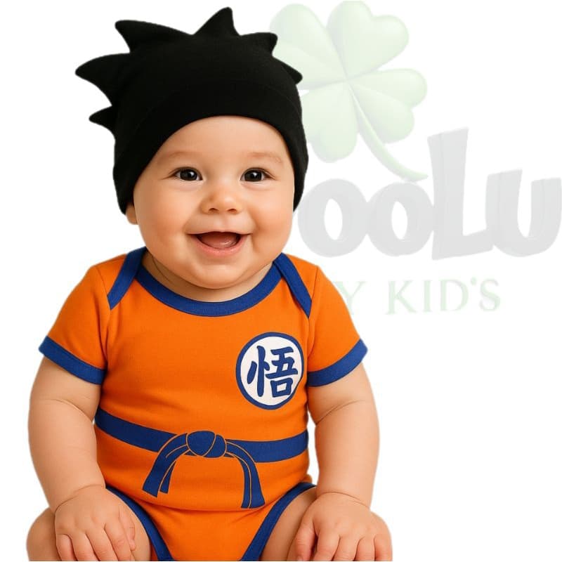 Body de Bebê Goku + Touca kit Dragon Ball - Mesversário Temático
