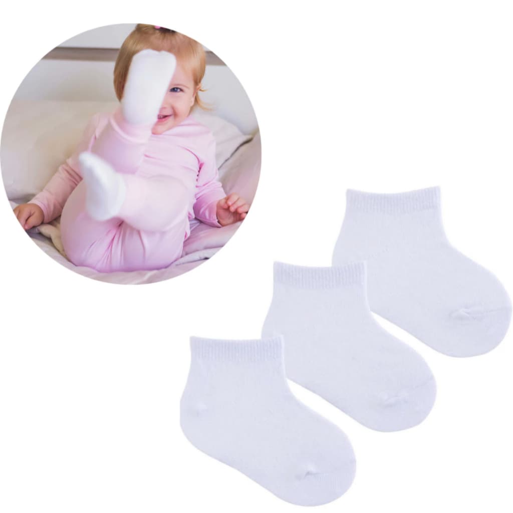 3 / 6 /12 Pares de Meias Infantil 0 à 4 anos Preto / Branco Cano Alto Gênero Unissex