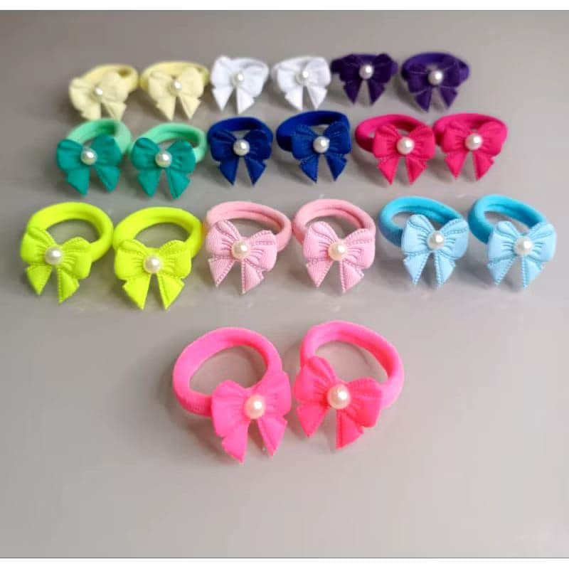 kit 10 Mini Xuxinha Com Lacinhos e Meia Pérola (SÃO 5 PARZINHOS) Acessório de Cabelos Infantil (CORES ALEATÓRIAS)